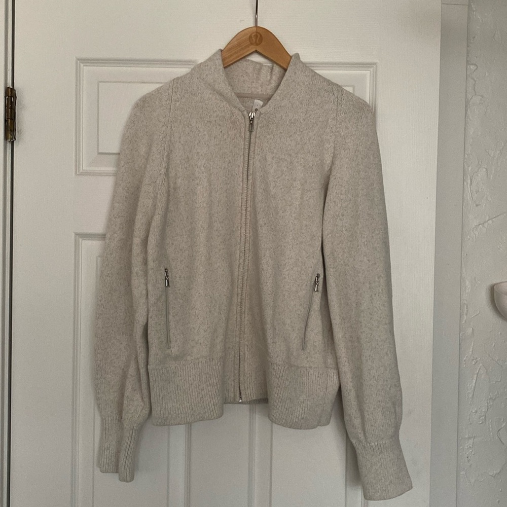 lululemon heathered light gray Sweater Zip Cardigan